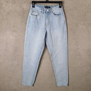 Riot Jeans Womens 2 Blue High Rise Mom Tapered‎ Leg Light Wash Denim Cotton